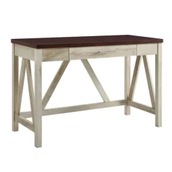 White Oak Farmhouse A-Frame Desk With Brown Top-Kirkland's Home Clearance