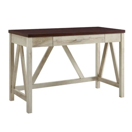 White Oak Farmhouse A-Frame Desk With Brown Top-Kirkland's Home Clearance