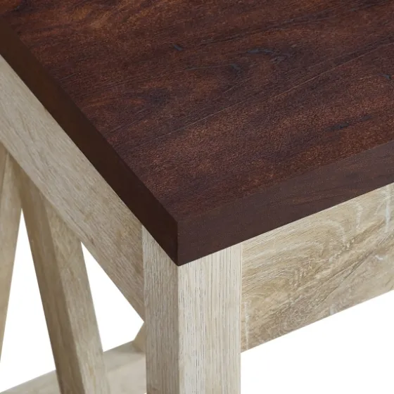 White Oak Farmhouse A-Frame Desk With Brown Top-Kirkland's Home Clearance