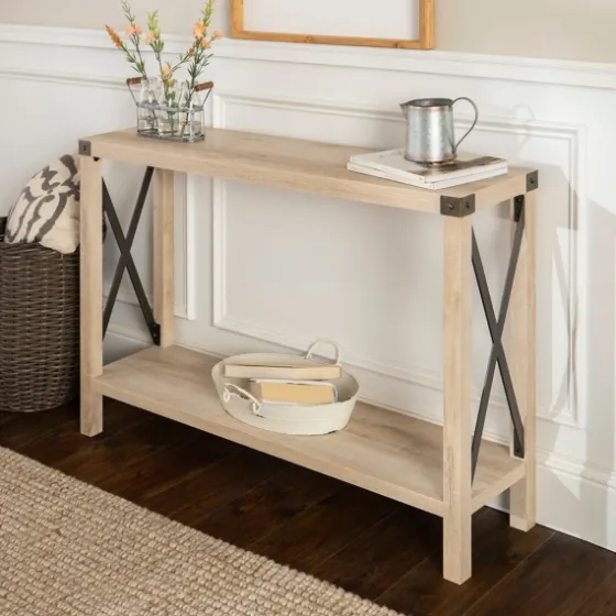White Oak Farmhouse X-Frame Console Table-Kirkland's Home Cheap