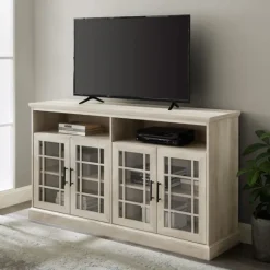 White Oak Glass Door Tv Stand, 58 In.-Kirkland's Home Store
