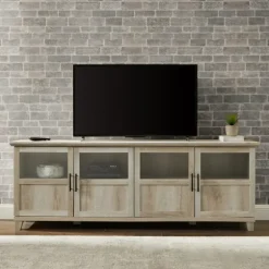 White Oak Glass Paneled Door Tv Stand-Kirkland's Home Cheap