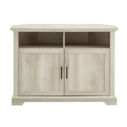White Oak Grooved Door Corner Tv Stand-Kirkland's Home Store