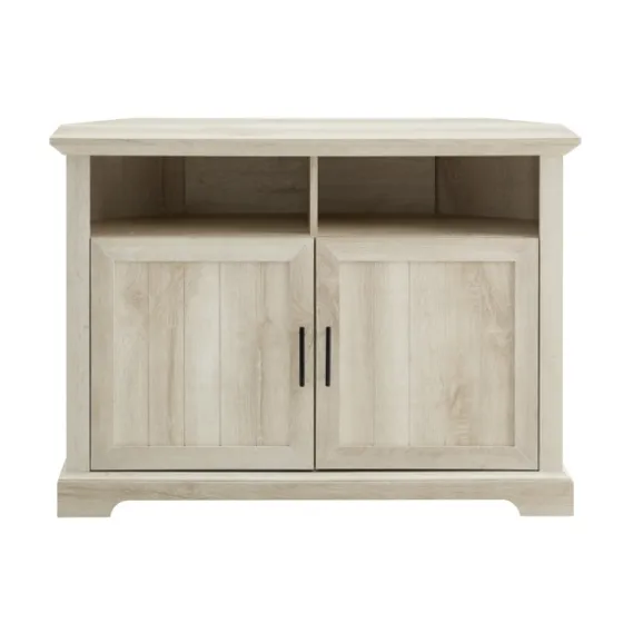 White Oak Grooved Door Corner Tv Stand-Kirkland's Home Store