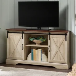 White Oak Sliding Barn Doors Corner Tv Stand-Kirkland's Home Best Sale