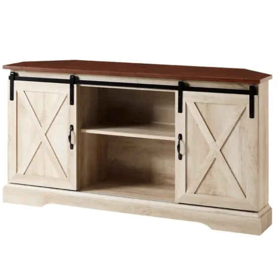 White Oak Sliding Barn Doors Corner Tv Stand-Kirkland's Home Best Sale
