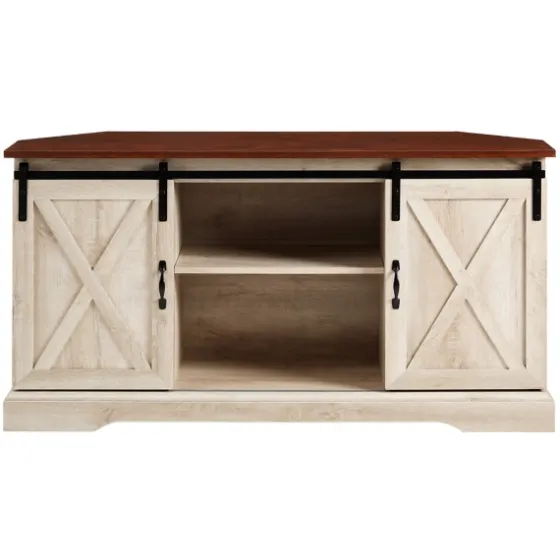 White Oak Sliding Barn Doors Corner Tv Stand-Kirkland's Home Best Sale