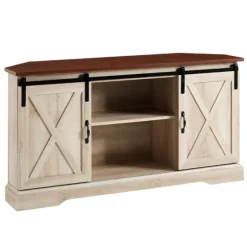 White Oak Sliding Barn Doors Corner Tv Stand-Kirkland's Home Best Sale