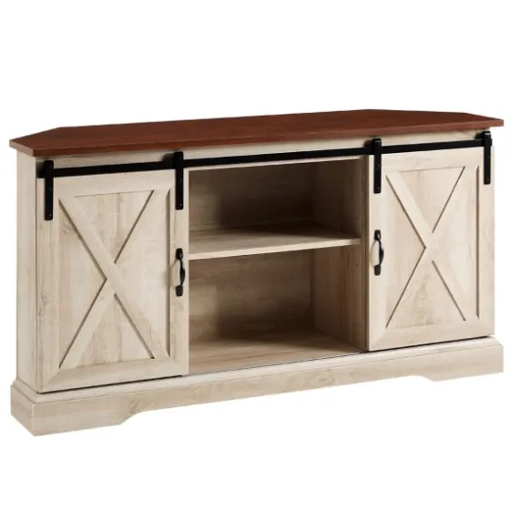 White Oak Sliding Barn Doors Corner Tv Stand-Kirkland's Home Best Sale