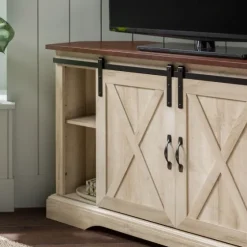 White Oak Sliding Barn Doors Corner Tv Stand-Kirkland's Home Best Sale