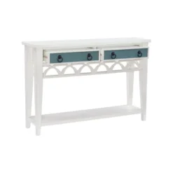 White Or Teal Paneled Fretwork Console Table-Kirkland's Home Online