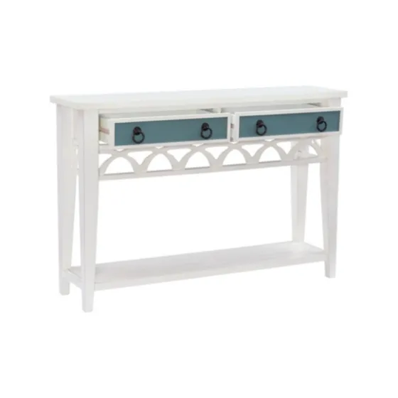 White Or Teal Paneled Fretwork Console Table-Kirkland's Home Online