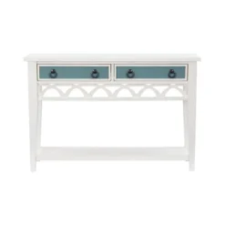 White Or Teal Paneled Fretwork Console Table-Kirkland's Home Online