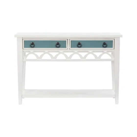 White Or Teal Paneled Fretwork Console Table-Kirkland's Home Online