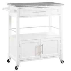 White Parker Granite Top Rolling Kitchen Cart-Kirkland's Home Cheap