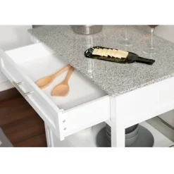 White Parker Granite Top Rolling Kitchen Cart-Kirkland's Home Cheap