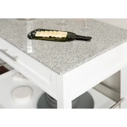 White Parker Granite Top Rolling Kitchen Cart-Kirkland's Home Cheap