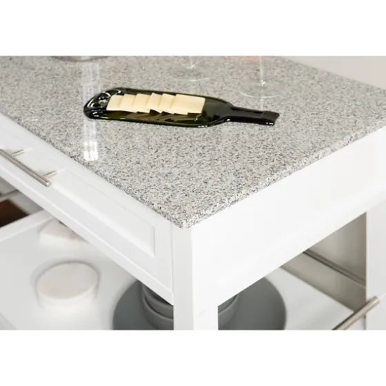 White Parker Granite Top Rolling Kitchen Cart-Kirkland's Home Cheap