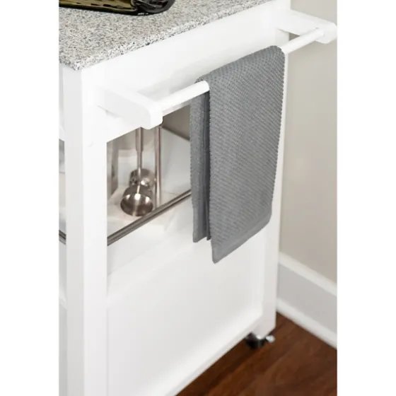 White Parker Granite Top Rolling Kitchen Cart-Kirkland's Home Cheap