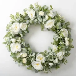 White Peony And Greenery Wreath-Kirkland's Home Best Sale