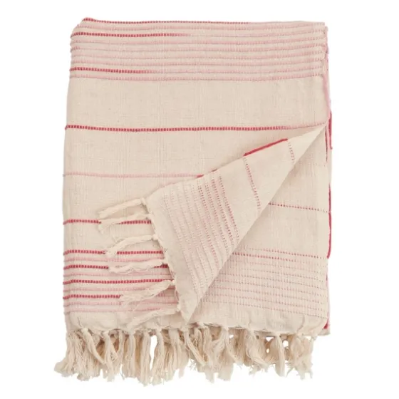 White Pink Striped Fringe Throw Blanket-Kirkland's Home Best Sale