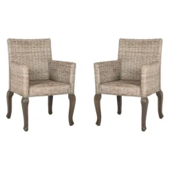 White Rattan Curved Legs Dining Chairs, Set Of 2-Kirkland's Home Sale