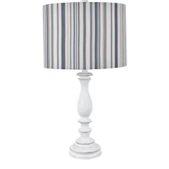 White Resin Table Lamp With Blue Stripe Shade-Kirkland's Home Best
