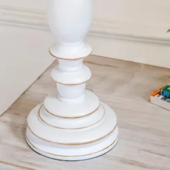 White Resin Table Lamp With Blue Stripe Shade-Kirkland's Home Best