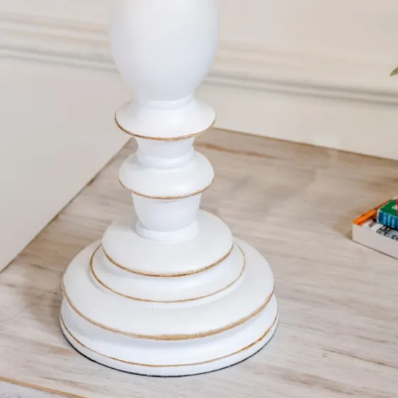 White Resin Table Lamp With Blue Stripe Shade-Kirkland's Home Best