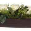 White Rose Arrangement In Wooden Dough Bowl-Kirkland's Home Discount