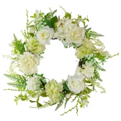 White Roses And Geraniums Wreath-Kirkland's Home Discount