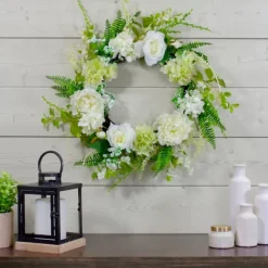 White Roses And Geraniums Wreath-Kirkland's Home Discount