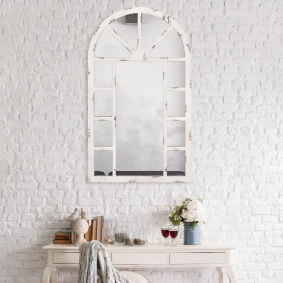 White Rustic Windowpane Arch Mirror-Kirkland's Home Online