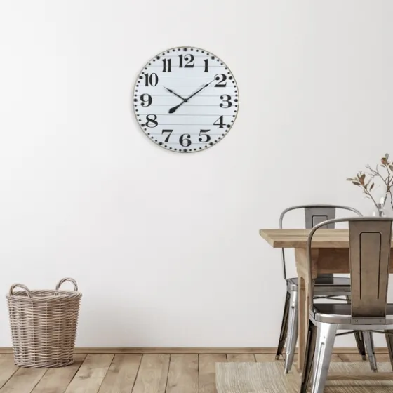 White Rustic Wood Plank Wall Clock-Kirkland's Home Sale