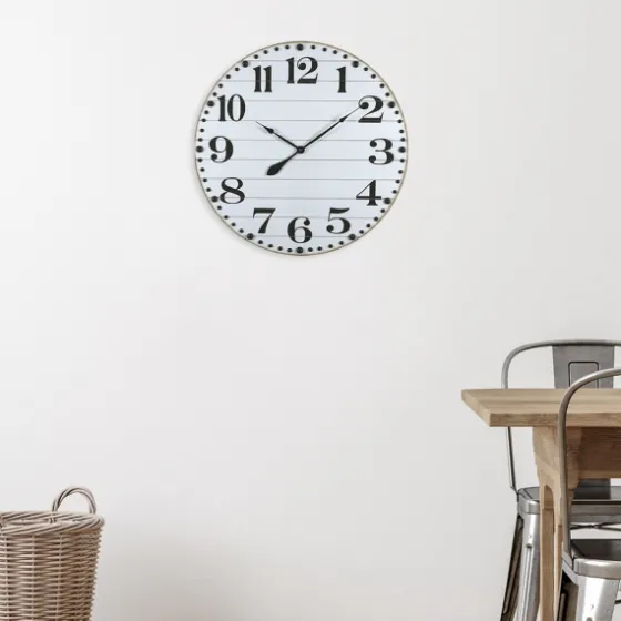 White Rustic Wood Plank Wall Clock-Kirkland's Home Sale