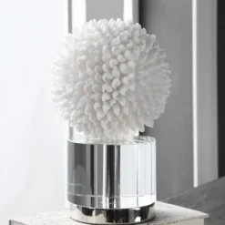 White Sea Shell Sphere Crystal Base Statue-Kirkland's Home Discount