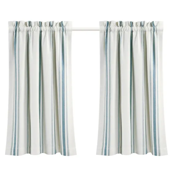 White Stripe Cafe Curtain Panel Set, 36 In.-Kirkland's Home New