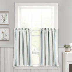 White Stripe Cafe Curtain Panel Set, 36 In.-Kirkland's Home New