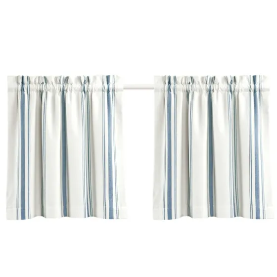 White Stripe Cafe Curtain Panel Set, 24 In.-Kirkland's Home Online