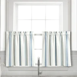 White Stripe Cafe Curtain Panel Set, 24 In.-Kirkland's Home Online
