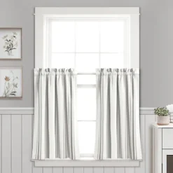 White Stripe Cafe Curtain Panel Set, 36 In.-Kirkland's Home Sale