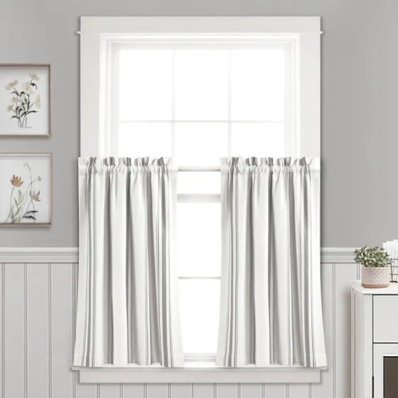White Stripe Cafe Curtain Panel Set, 36 In.-Kirkland's Home Sale