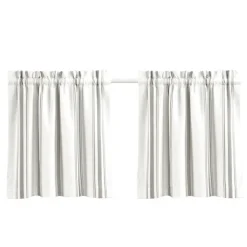 White Stripe Cafe Curtain Panel Set, 24 In.-Kirkland's Home Outlet