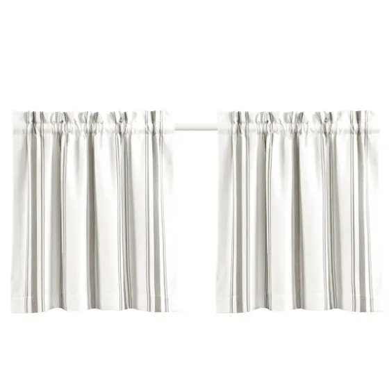 White Stripe Cafe Curtain Panel Set, 24 In.-Kirkland's Home Outlet