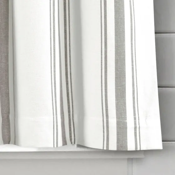 White Stripe Cafe Curtain Panel Set, 24 In.-Kirkland's Home Outlet