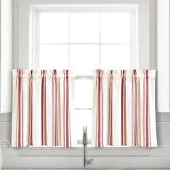 White Stripe Cafe Curtain Panel Set, 24 In.-Kirkland's Home Cheap