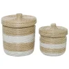 White Stripe Sea Grass 2-Pc. Storage Baskets-Kirkland's Home Cheap