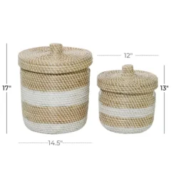 White Stripe Sea Grass 2-Pc. Storage Baskets-Kirkland's Home Cheap