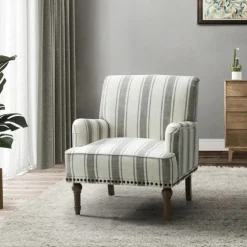 White Stripe Upholstered Accent Chair-Kirkland's Home Cheap
