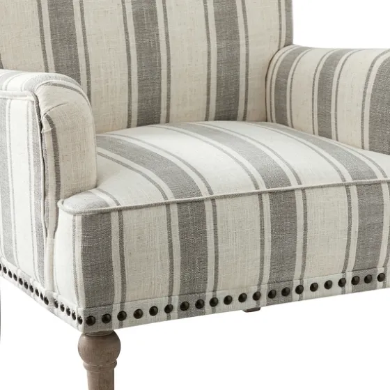 White Stripe Upholstered Accent Chair-Kirkland's Home Cheap